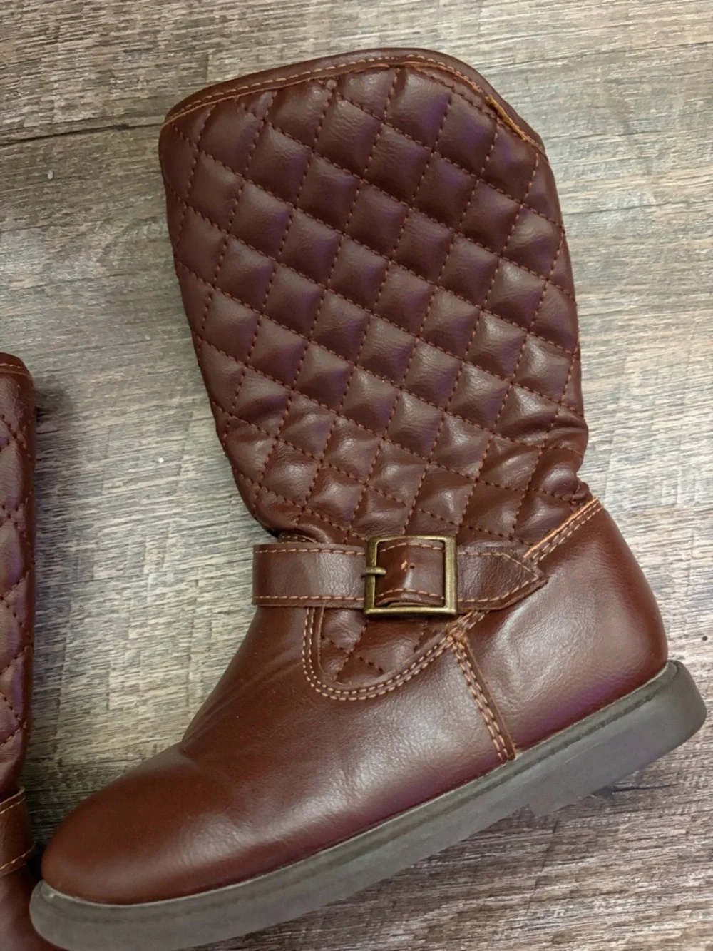 Carter’s Toddler Girls Quilted Buckle Brown Mid-Calf Boots